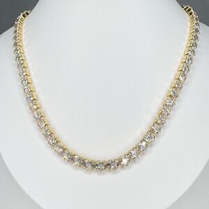 Stainless steel gold heart tennis necklace  ( see video)